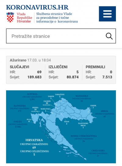 Vlada pustila u rad web stranicu isključivo za koronavirus
