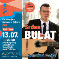 KULTURNO LJETO Večeras Srđan Bulat