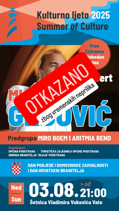 Kulturno ljeto - Odgođen večerašnji koncert