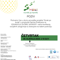 Javni poziv na edukaciju u okviru projekta "Korak po korak"